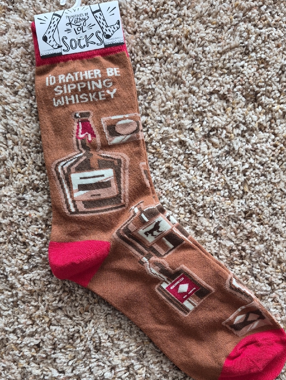 Primitives by Kathy Brown & Pink 'I'd Rather Be Sipping Whiskey' Novelty Socks